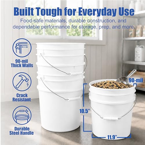 ePackageSupply 3.5 Gallon Bucket, Food-Grade w/Lid, BPA-Free, Black,3 Packs - color: Black, size: 3 Packs