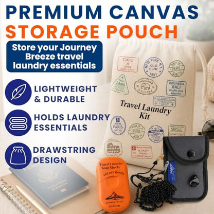 Travel Laundry Detergent Sheets Kit – Laundry Detergent Sheets 50-Count + Lightweight Travel Clothesline & Universal Sink Stopper with Canvas Bag and Frosted Zip Pouch for Hotels, Cruises & Trips - style: Pocket Sheets+Lt Clothesline+Sink Stopper