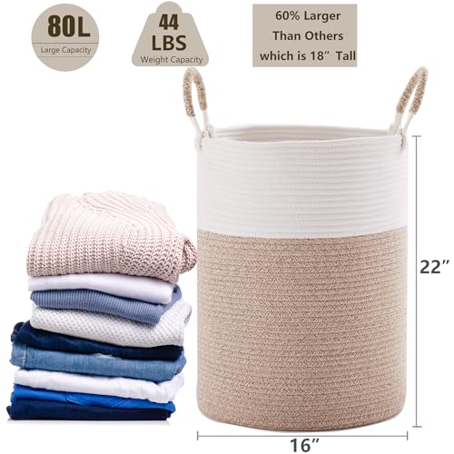 80L Extra Large Hamper Laundry Basket Tall Woven Clothes Hamper - color: Brown, size: Extra Large (80L)