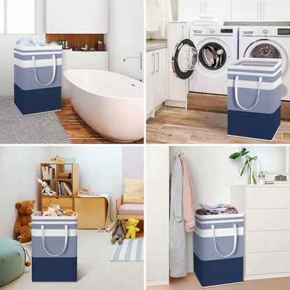 HomeHacks 2 Pack Large Laundry Baskets, Laundry Hampers Bags (Blue 88Lx2) - color: Blue, size: 88L
