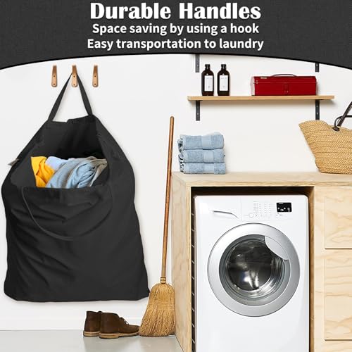 Canvas Laundry Bag 40"W x35"H, Extra Large Heavy Duty Storage Bag XXL Black - color: Black, size: XXL 40"Wx35"H┃1 Pack