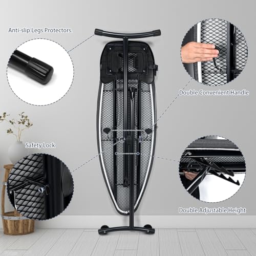 Duwee 18" ×48" Ironing Board with Retractable Iron Rest,Wide Ironing Board - size: 18"×48"
