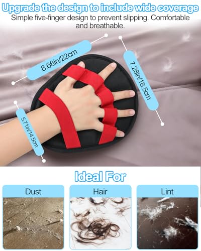 Dog Hair Removal Glove，Pet Cat Hair Mitt with Five-Finger Design Electrostatic Magic Brush, Reusable Grooming Gloves, Cat & Dog Hair Tool for Carpet, Couch, Furniture and Clothing (Red) - color: Red