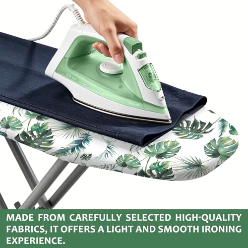 Padded Ironing Board Cover, 15 * 54 in Standard Size Ironing Board Covers, Easy Hook and Loop Fastener, Universal Fit for Standard Boards - color: Green Leaves