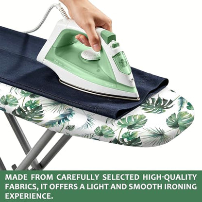 Padded Ironing Board Cover, 15 * 54 in Standard Size Ironing Board Covers, Easy Hook and Loop Fastener, Universal Fit for Standard Boards - color: Green Leaves