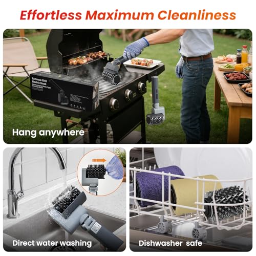Electric Grill Brush for Outdoor Grill,150Mins Runtime BBQ Grill Cleaner with 3 Heads,3-Speed Control&Angle Adjust,Safe for Cast Iron/Stainless-Steel Grates,Ideal BBQ Gifts for Men/Dad