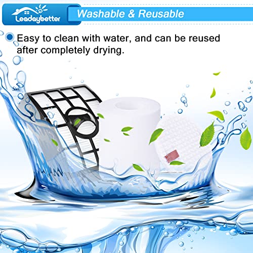 Leadaybetter 2 HEPA + 4 Foam & Felt Filters for Shark Rotator Powered Lift-Away XL Capacity NV755, UV795 Vacuum Cleaner, Compare to Part # XFF750 & XHF650 Replacement