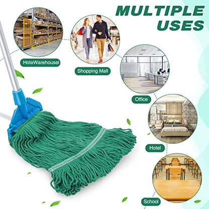Nuogo 10 Pcs Commercial Mop Head Replacement Floor Cleaning Wet Heavy Duty Commercial Mop Refills General Cleaning(27.6 Inch,Green) - color: Green