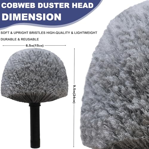 Grey Corner Cobweb Duster Head Brush - High Efficiency Twist-On Spider Web Brush Cleaning Tool for Indoor & Outdoor Cleaning, Compatible with Standard Acme Threaded Poles -1 Pack - style: 1 Pack