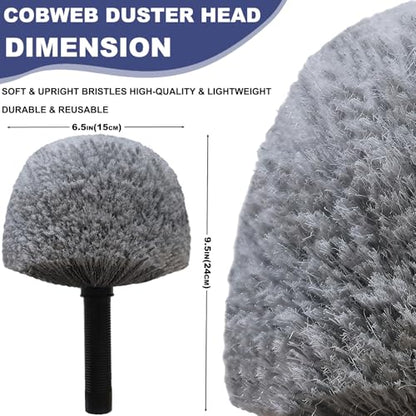 2 Pack Grey Twist-On Cobweb Duster Head Brush - Fits Standard 3/4 inch Threaded Poles, Attachment Spider Web Duster Brush for Outdoor & Indoor Cleaning - style: 2 Pack