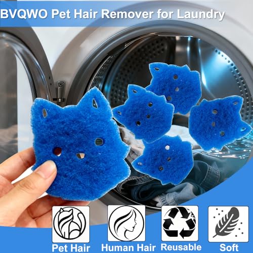 Pet Hair Remover for Laundry, 6PCS Reusable Dog & Cat Hair Remover Tool - color: Blue, size: cat face