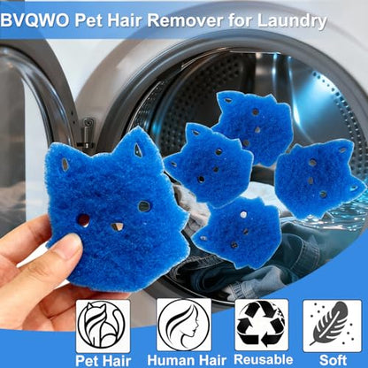 Pet Hair Remover for Laundry, 6PCS Reusable Dog & Cat Hair Remover Tool - color: Blue, size: cat face