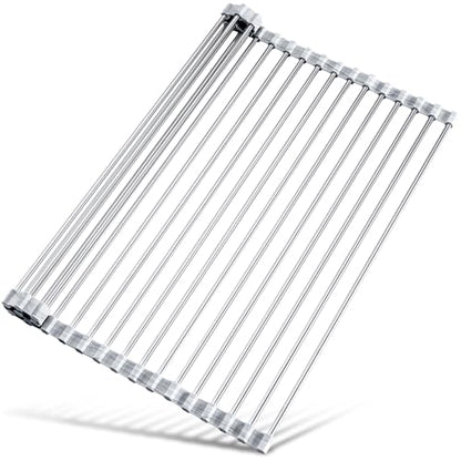 Tomorotec Roll Up Dish Drying Rack Over Sink, 304 Steel, 17.7x15.5, Marble - color: Marble, size: 17.7 x 15.5 in