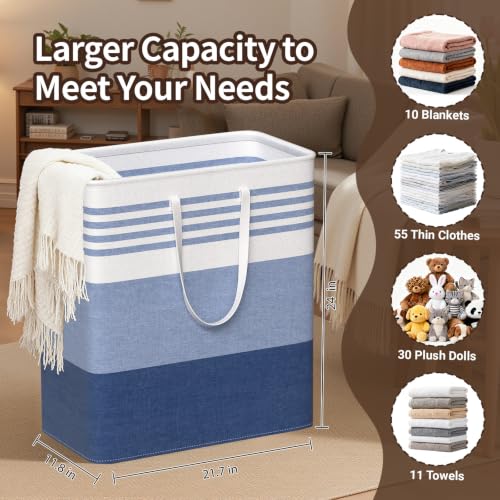 WOWBOX 2 Pack Laundry Baskets, Collapsible Dirty Clothes Laundry Hampers - color: Blue, size: 100L