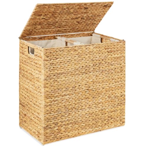 Best Choice Products X-Large Laundry Hamper with Lid, Natural Handwoven Hyacinth Laundry Basket, W/Removeable & Washable Liner Bag, Portable, Handles, 53 Gallon (200 liters) - Natural - color: Natural, size: X-Large, 200L