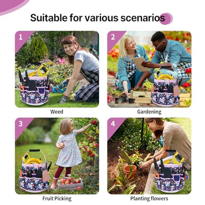 MELOTOUGH Bucket Caddy Organizer Bucket Tool Organizer for Garden Tools Fit 3.5 to 5 Gallon Bucket (Purple Flower) - color: Purple Flower