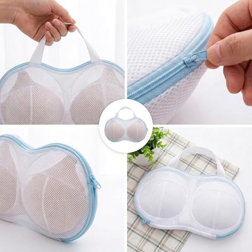 Set of 6 Reusable Laundry Bags Made of Mesh and Polyester,Bra Washer Protector for Laundry, Bra Bags for Laundry with Zipper Closure, Mesh Wash Bags for Delicate Lingerie and Underwire Bras