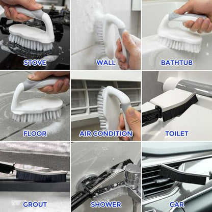 Holikme 6 Pack Cleaning Brush Scrub Brush Kitchen Brush for Floor,Grey - color: Gray