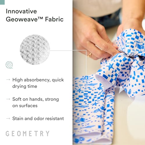 GEOMETRY Kitchen Dish Cloths - Spring & Summer Collection - Premium Dishcloths with Geoweave - Absorbent & Fast Drying Kitchen Towels - Daisy Sky, 10" x 10" - 3-Pieces - color: Daisy Sky, size: 10" x 10" (3 Pack)