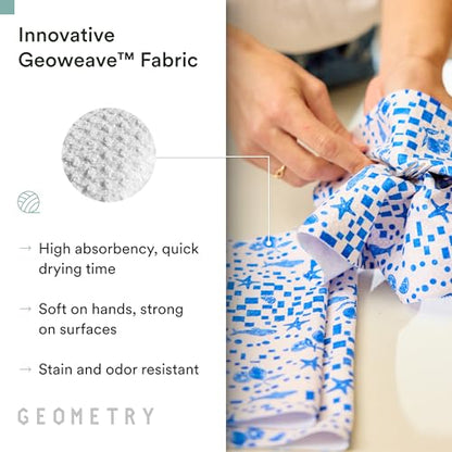 GEOMETRY Kitchen Dish Cloths - Spring & Summer Collection - Premium Dishcloths with Geoweave - Absorbent & Fast Drying Kitchen Towels - Daisy Sky, 10" x 10" - 3-Pieces - color: Daisy Sky, size: 10" x 10" (3 Pack)