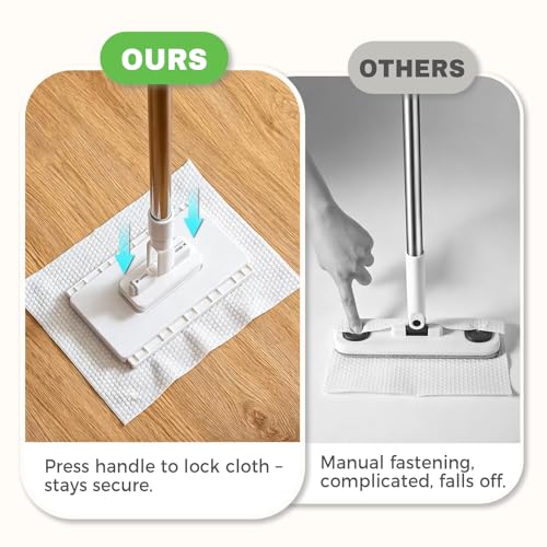 Hands Free Flat Mop, Zero Touch Gap Dust Cleaner & Locking Head