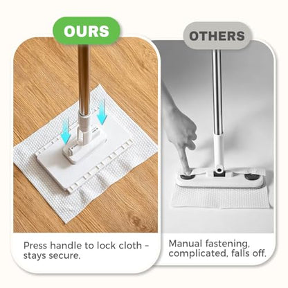 Hands Free Flat Mop, Zero Touch Gap Dust Cleaner & Locking Head