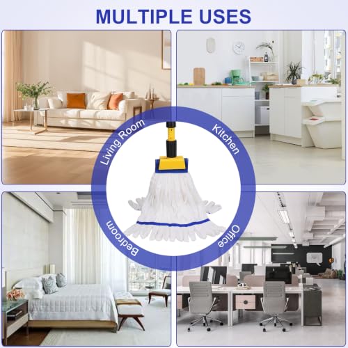 Heavy Duty Commercial Mop Head Replacement Microfiber Tube Mop Heads for Floor Cleaning: 3 Packs Looped End Wet Mop Head Refill for Home Commercial Industrial Use (White) - color: White-3pack