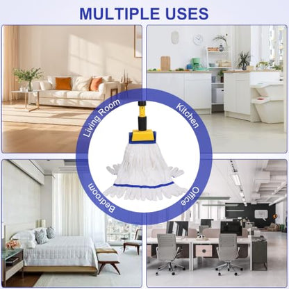 Heavy Duty Commercial Mop Head Replacement Microfiber Tube Mop Heads for Floor Cleaning: 3 Packs Looped End Wet Mop Head Refill for Home Commercial Industrial Use (White) - color: White-3pack