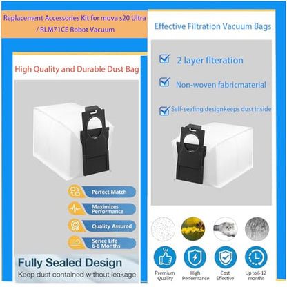 Replacement Accessories Kit For mova s20 ultra / RLM71CE Robot Vacuum - color: 17 pack Replacement Parts For mova s20 Ultra Robot Vacuum
