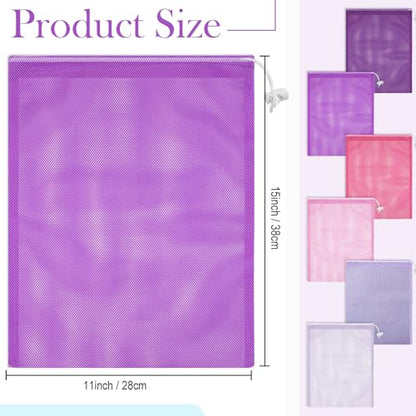 Frienda 6 Pack Mesh Drawstring Bags 11x15 Inch for Toys,Gradient Purple - color: Gradient Purple