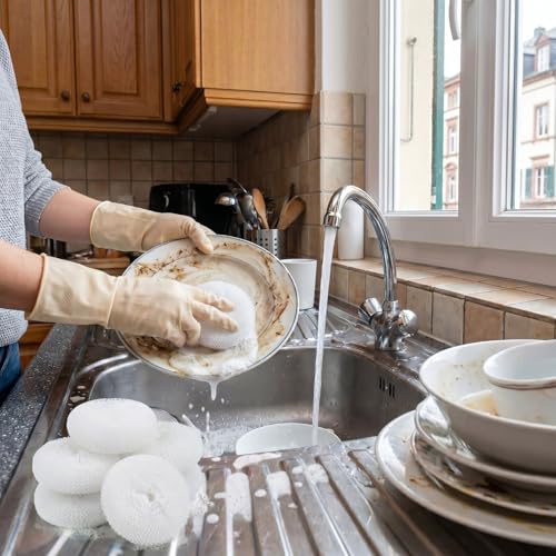 Blulu 15 Pcs Plastic Dish Scrubbers, Nylon Mesh Pads, White - color: White