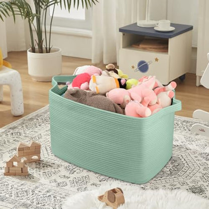 OIASKET 95L Extra Large Blanket Basket, 24" x 16.9" x 14.2" Woven Basket - color: Green, size: 24"x16.9"x14.2"