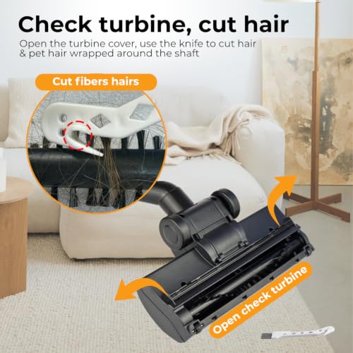 for Shop Vac Using 1 1/4'' & 2 1/2'' Accessories, Turbo Brush Head 1.25" Plus 2 1/2 Inch Vacuum Hose Adapter Compatible with Rigid Shop-Vac VacMaster Craftman - Vacuum Attachment for Pet Hair Removal