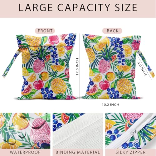 Swimsuit Bag Wet Bags for Travel Reusable Waterproof Dry Bags Diaper Bag Pineapple Peach Wet Bag for Swimsuit Towels Beach Gym 10.2×12.6 Inches - color: Pineapple Peach
