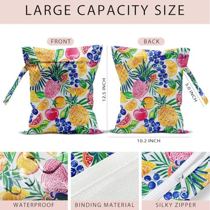 Swimsuit Bag Wet Bags for Travel Reusable Waterproof Dry Bags Diaper Bag Pineapple Peach Wet Bag for Swimsuit Towels Beach Gym 10.2×12.6 Inches - color: Pineapple Peach