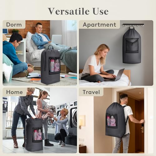 Lifewit Laundry Bag Backpack Travel, 90L, Gray - color: Dark Gray, size: 90L