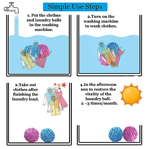 Laundry Balls Set, Eco-Friendly Super Washing Machine Laundry Ball, All Natural Washer Ball Laundry Detergent Alternative, Household Can Be Reused 2000 Washings(2pcs Balls, Pink,Blue) - color: 2Pack,Pink,Blue