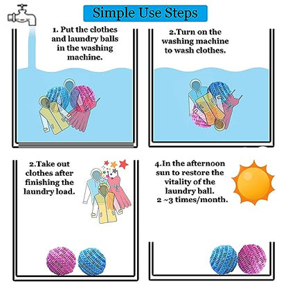 Laundry Balls Set, Eco-Friendly Super Washing Machine Laundry Ball, All Natural Washer Ball Laundry Detergent Alternative, Household Can Be Reused 2000 Washings(2pcs Balls, Pink,Blue) - color: 2Pack,Pink,Blue