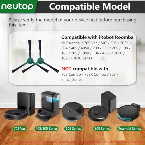 Side Brush for iRobot Roomba 705 505 405 205 105 Essential, 12-Pack
