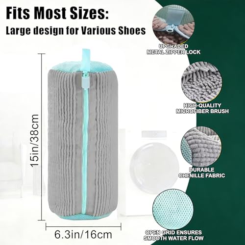 Shoes Washing Machine Bag(2 Pack),Reusable Laundry Bag for Washing Machine,Include 1 Dryer Mesh Bag and 2 Drying Racks,Shoes Bags with Durable Zipper for Sneakers and Canvas Shoes - color: Grey-2PCS