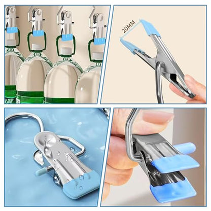 20 Pack Multi-Functional Boot Hangers - Space Saving Closet Clips & Laundry Hooks for Pants, Hats, Socks & Gloves (Blue)