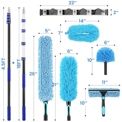 25ft High Reach Extendable Duster Kit with 4.5-18ft Extension Pole - size: 18FT POLE (Reach 25FT High)