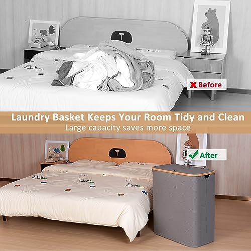 IEGrow Laundry Hamper with Lid,150L Laundry Basket with 2 Mesh Bags,Grey - color: Grey, size: 150L