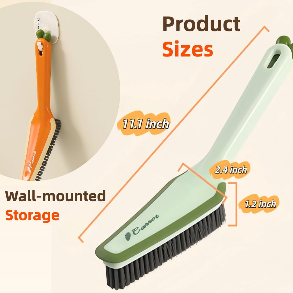 3-in-1 Detail Cleaning Brush, Crevice Grout Brush, Orange - color: Orange