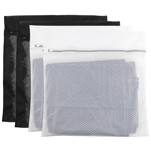 4Pack Mesh Laundry Bag Delicates Laundry Bag-Extra Large Durable Wash Bag with Honeycomb Mesh Big Clothes,Household,Bed Sheet,Stuffed Toys,Curtain,Blanket,Bedcover,Sweater,24x24In(2Black & 2White) - size: 4XXL(24x24in)
