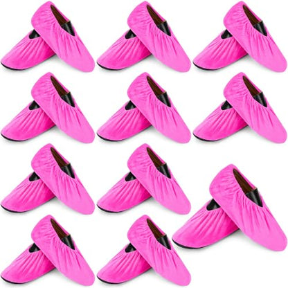JaGely 11 Pair 11 Pair Reusable Cloth Shoe Covers for Indoors, Pink - color: Pink