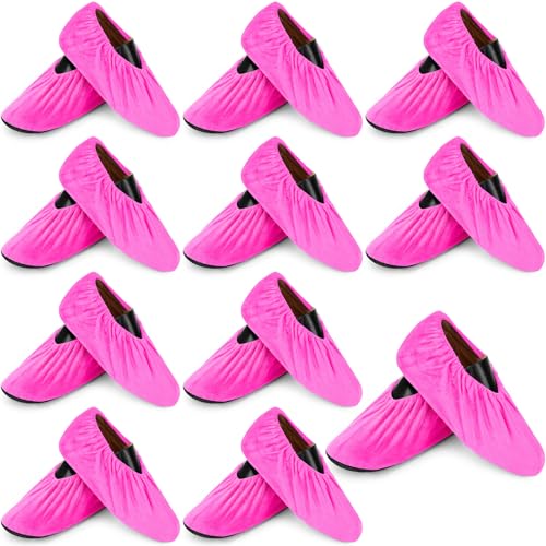 JaGely 11 Pair Reusable Cloth Shoe Covers for Indoors, Pink - color: Pink