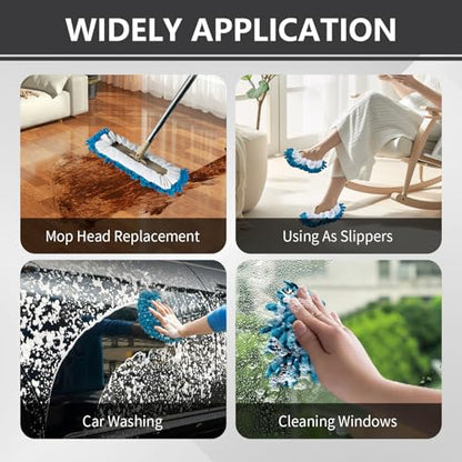 Mop Slippers Socks Floor Cleaning,Microfiber Shoe Covers dust Washable Reusable for Woman Man House Kitchen 2 Pcs (Blue)