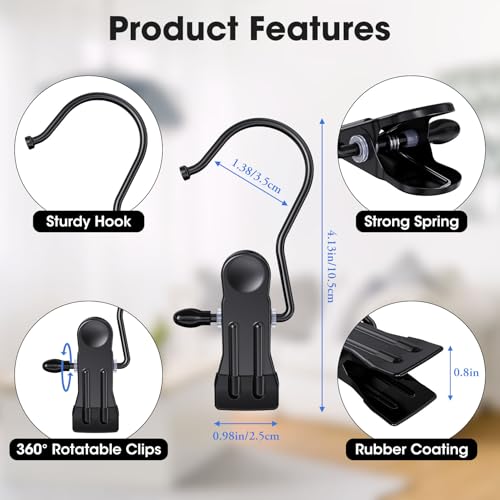 36 Pack Boot Hangers Clips for Closet, Heavy Duty Pants Hangers with Clips - color: Black