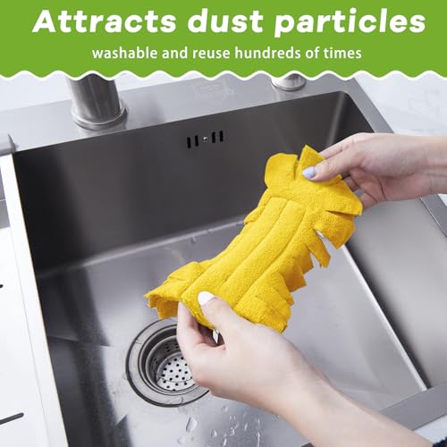 12 Pcs Reusable Duster Refills Washable Pads, Yellow - color: Yellow